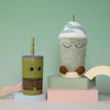 Mug isotherme enfant paille peluche vert Asobu Mimi Milkshake gobelet enfant