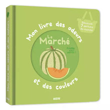  Livre des odeurs et couleurs, Le marché, Auzou.