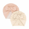 Pack de 2 bonnets turban bébé Mrs Ertha beige et rose poudré à pois