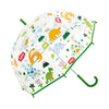 Parapluie enfant transparent dinosaures Tiger Tribe – parapluie enfant motif dinos avec poignée verte