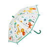 Parapluie enfant transparent jungle Tiger Tribe – parapluie enfant animaux de la jungle avec poignée verte