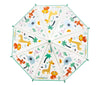 Parapluie enfant transparent jungle Tiger Tribe – parapluie enfant animaux de la jungle avec poignée verte