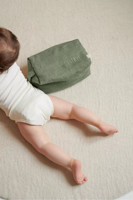 trousse de toilette Paulette personnalisable olive Petit Picotin – grande trousse bébé et enfant avec prénom