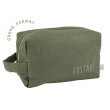  trousse de toilette Paulette personnalisable olive Petit Picotin – grande trousse bébé et enfant avec prénom