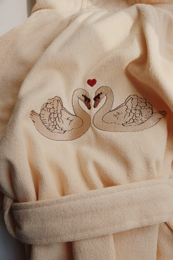 Peignoir pour enfant en coton biologique, Swan Cygnes, Konges Slojd.