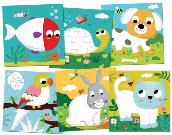 Kit tableaux faciles peinture au doigt animaux adorables pour enfants dès 3 ans