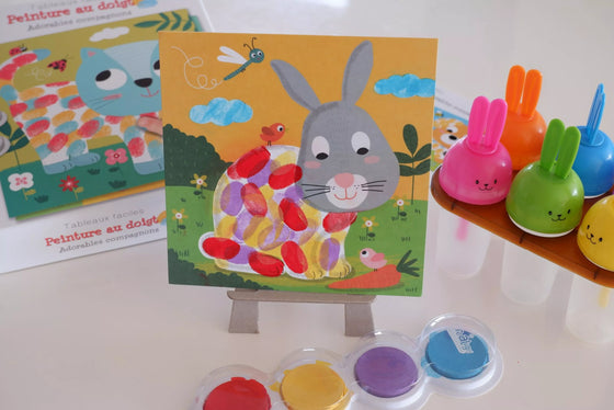 Kit tableaux faciles peinture au doigt animaux adorables pour enfants dès 3 ans