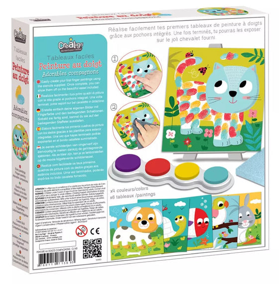 Kit tableaux faciles peinture au doigt animaux adorables pour enfants dès 3 ans