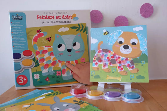 Kit tableaux faciles peinture au doigt animaux adorables pour enfants dès 3 ans