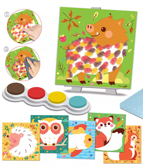 Kit tableaux faciles peinture au doigt animaux de la campagne pour enfants dès 3 ans