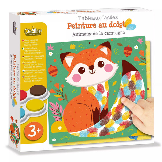 Kit tableaux faciles peinture au doigt animaux de la campagne pour enfants dès 3 ans
