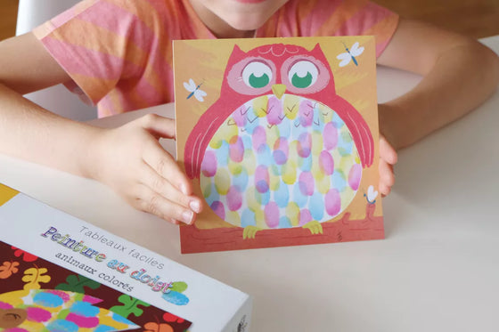 Kit tableaux faciles peinture au doigt animaux colorés pour enfants dès 3 ans