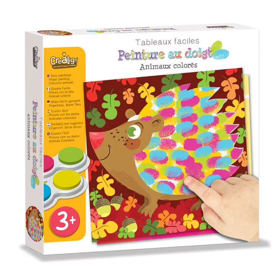 Kit tableaux faciles peinture au doigt animaux colorés pour enfants dès 3 ans