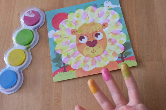 Kit tableaux faciles peinture au doigt animaux colorés pour enfants dès 3 ans
