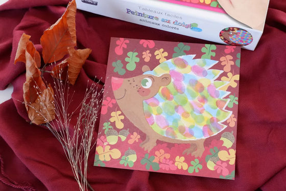 Kit tableaux faciles peinture au doigt animaux colorés pour enfants dès 3 ans