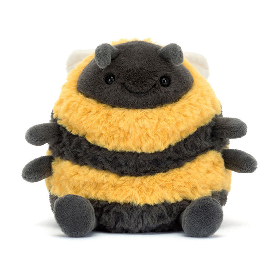 Peluche abeille Albee Bee Jellycat jaune et noire assise, toute douce