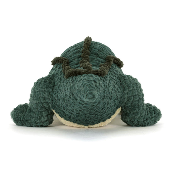 Peluche crocodile Allexi Alligator Jellycat verte posée au sol