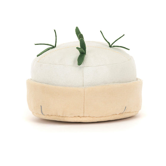 Peluche Jellycat Amuseables camembert souriant avec pattes et croûte beige