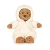 Peluche ours Jellycat Bartholomew en combinaison blanche – doudou bébé doux peluche ours
