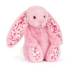 Peluche lapin rose Jellycat Blushkin Blossom Luxe avec oreilles fleuries – doudou bébé doux naissance