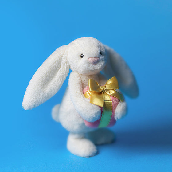 Peluche lapin crème avec cadeau rose Jellycat Small