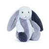 Peluche lapin Jellycat bleu et gris avec longues oreilles toutes douces
