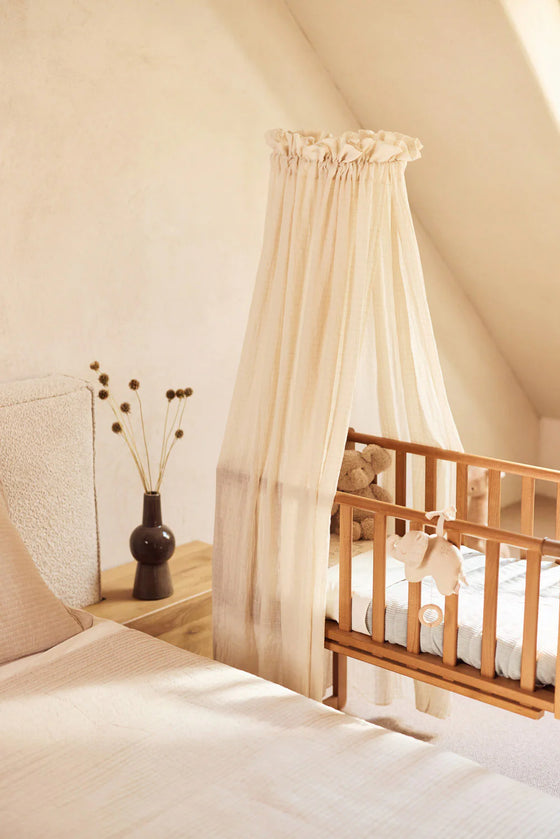Peluche musicale éléphant beige Jollein avec anneau en bois – jouet d’éveil et déco chambre bébé