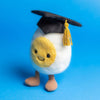 Peluche œuf dur diplômé Jellycat – peluche rigolote avec toque de graduation, idée cadeau originale pour félicitations ou remise de diplôme