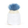 Peluche œuf dur scientifique Jellycat avec cheveux bleus et blouse blanche pour enfant