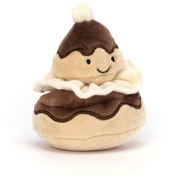 Peluche pâtisserie religieuse au chocolat Jellycat.