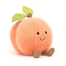  Peluche Pêche souriante Jellycat Amuseables avec feuilles vertes