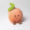 Peluche Pêche souriante Jellycat Amuseables avec feuilles vertes