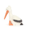 Peluche pélican Jellycat blanc avec grand bec orange et pattes palmées