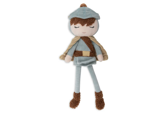 Poupée peluche Chevalier Jollein – poupée douce en tissu bleu et beige pour enfant