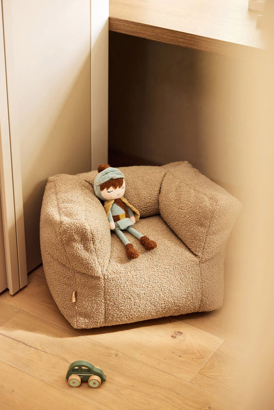 Poupée peluche Chevalier Jollein – poupée douce en tissu bleu et beige pour enfant