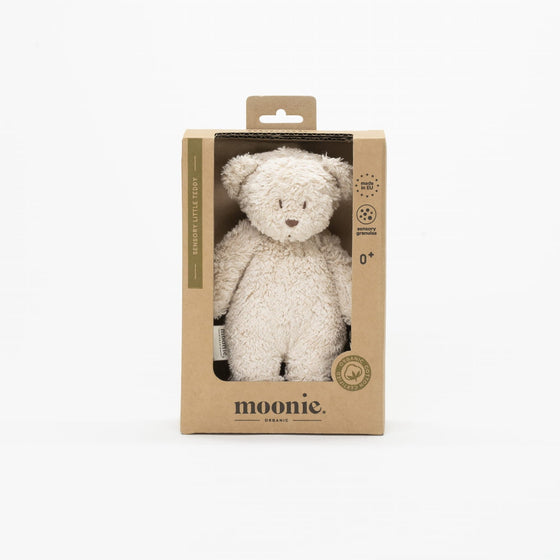Peluche sensorielle petit ours sable Moonie.