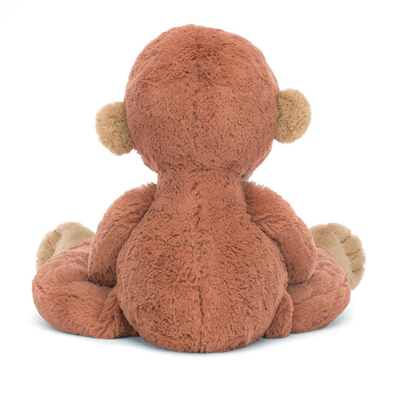Peluche Jellycat singe orang-outan Pongo marron assis avec grands bras et sourire
