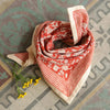 Foulard Anjali rouge brique à imprimé fleuri et rayures en coton – bandana femme et enfant