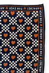 Foulard Apaches Collections Amor Meteorite – damier noir & blanc, cœurs terracotta