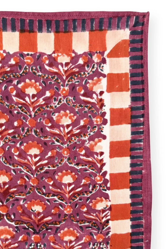 Foulard Apaches Collections Cactus Cherry – Accessoire en coton, grand ou petit modèle, imprimé original rouge et prune.