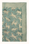Foulard coton vert imprimé animaux et carreaux style bandana