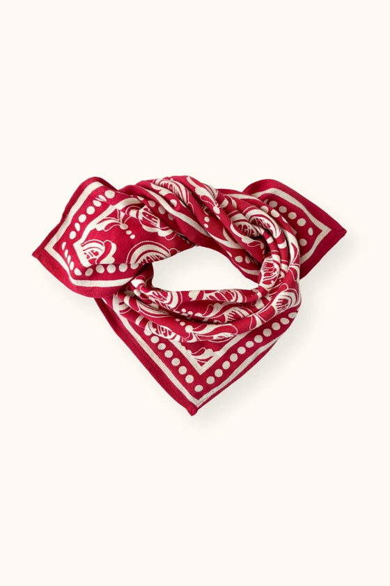Foulard Apaches Collections Wonderful Fire rouge et écru – accessoire mode famille