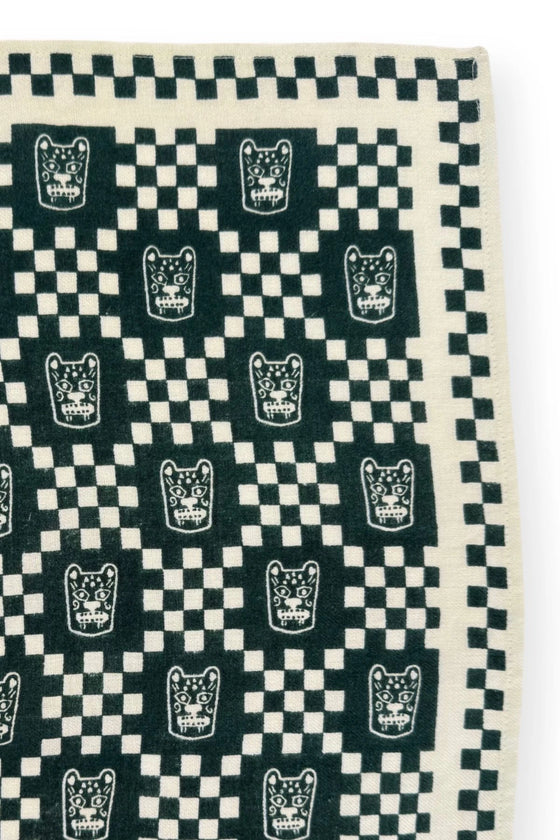 Foulard Apaches Collections Latika Tigro Forest vert – Grand carré en coton bio à imprimé graphique pour femme et enfant