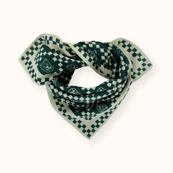 Foulard Apaches Collections Latika Tigro Forest vert – Grand carré en coton bio à imprimé graphique pour femme et enfant