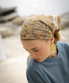 foulard femme fleuri moutarde scarlett gold foulard bohème chic carré cheveux cou 50x50 100x100 cm