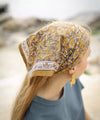 foulard femme fleuri moutarde scarlett gold foulard bohème chic carré cheveux cou 50x50 100x100 cm