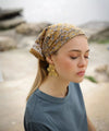 foulard femme fleuri moutarde scarlett gold foulard bohème chic carré cheveux cou 50x50 100x100 cm