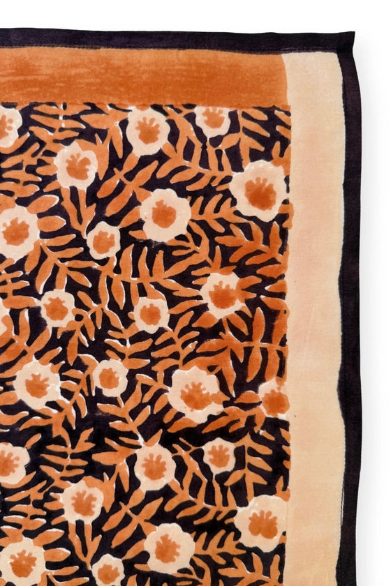 Petit foulard Lalavido Pistil Bombay Apaches Collections viscose motif floral terracotta