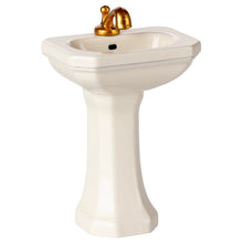  Petit lavabo en métal crème avec robinet doré pour maison de poupée Maileg