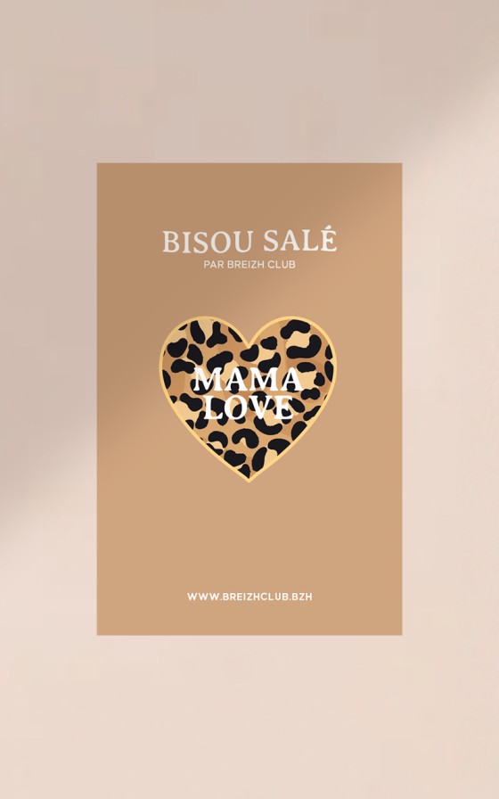 Pin’s Mama Love en forme de cœur motif léopard – bijou fantaisie tendance pour maman – Breizh Club